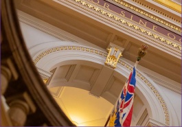 Report cover image showing architectural details inside the Legislative Assembly of B.C.